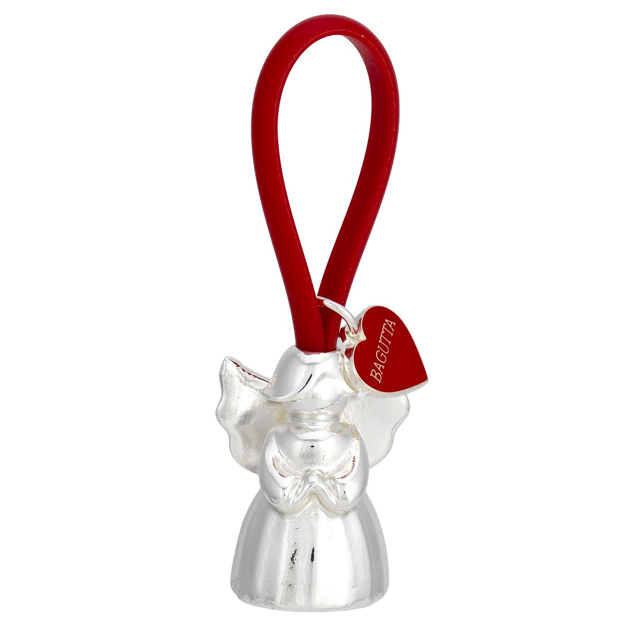 PORTACHIAVI ANGELO 3 SILVER PLATED GANCIO IN SILICONE ROSSO